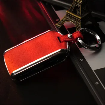 

Car Keychain Key Fob Case Cover Genuine Leather+Galvanized Alloy For Volvo XC40 XC60 S90 XC90 V90 2017 2018