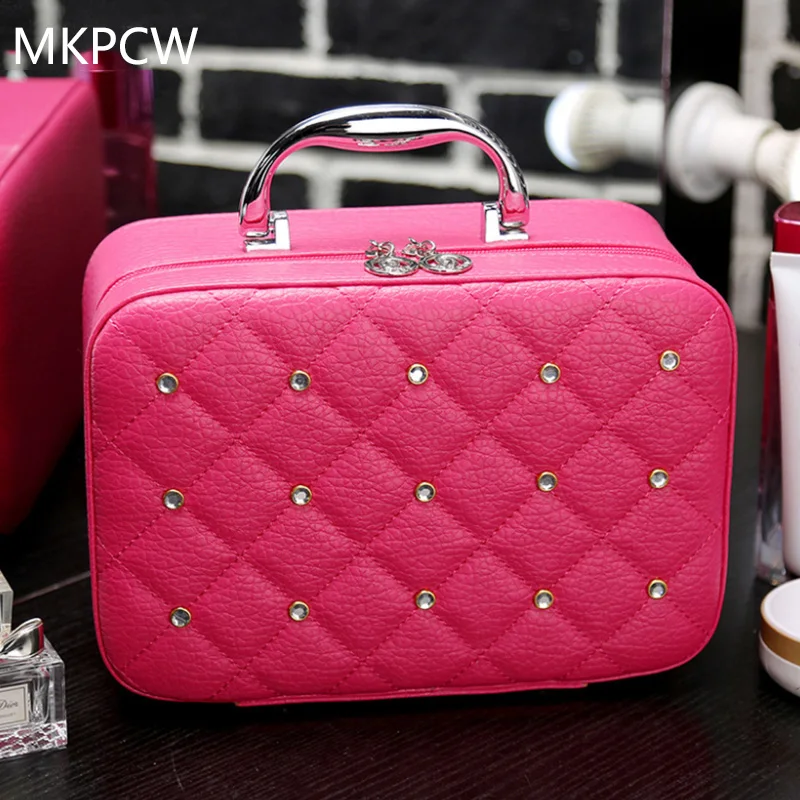 Download 2017 Luxury Women Bling Cosmetic Case Rivet Rhinestone ...