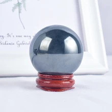 Натуральный гематит Массажная сфера для рук с подставкой 40 мм излечиваюший чакры рейки минеральный домашний декор кристалл энергия камень Яни вагинальные шарики