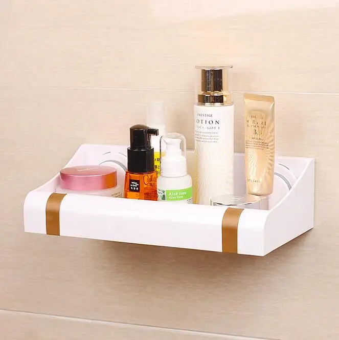 Hollow out Cosmetic Storage Shelves with Two Hidden Hooks Wall Mounted