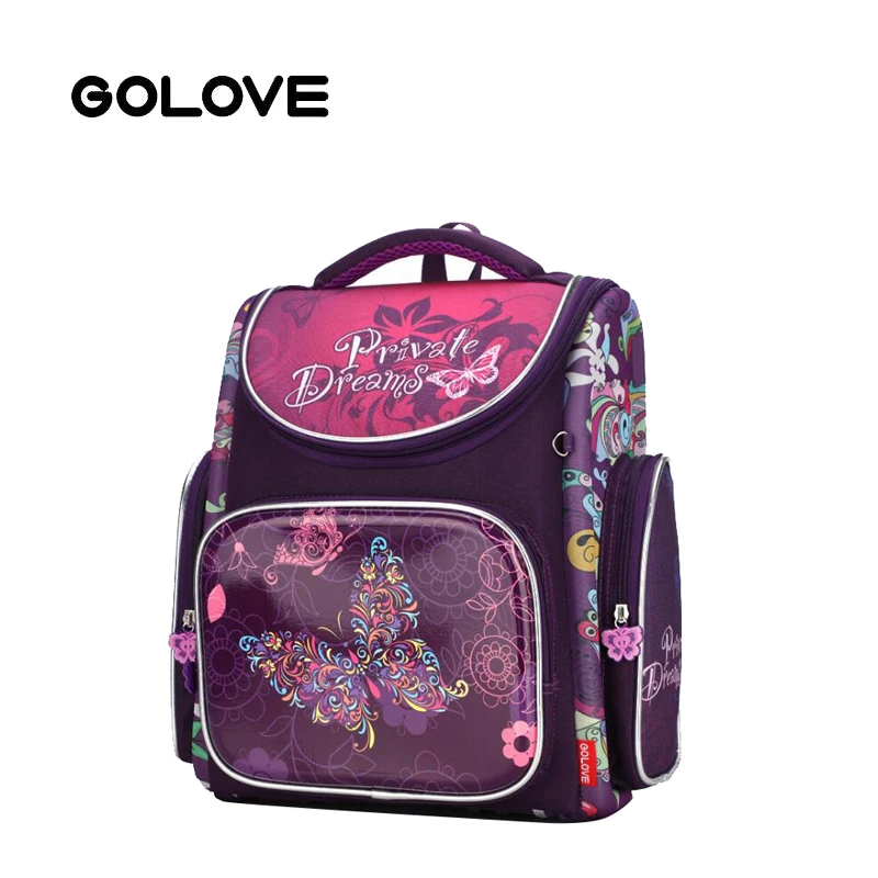 2019 nuevos bolsos escolares para niñas mochilas impermeables ortopédicas niños púrpura mariposa libro bolsa plegable mochila