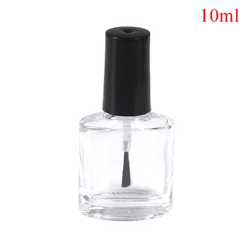 

10ml 15ml Transparent Black Glass Empty Nail Polish Refillable Bottle With Brush Small Makeup Cosmetic Containers