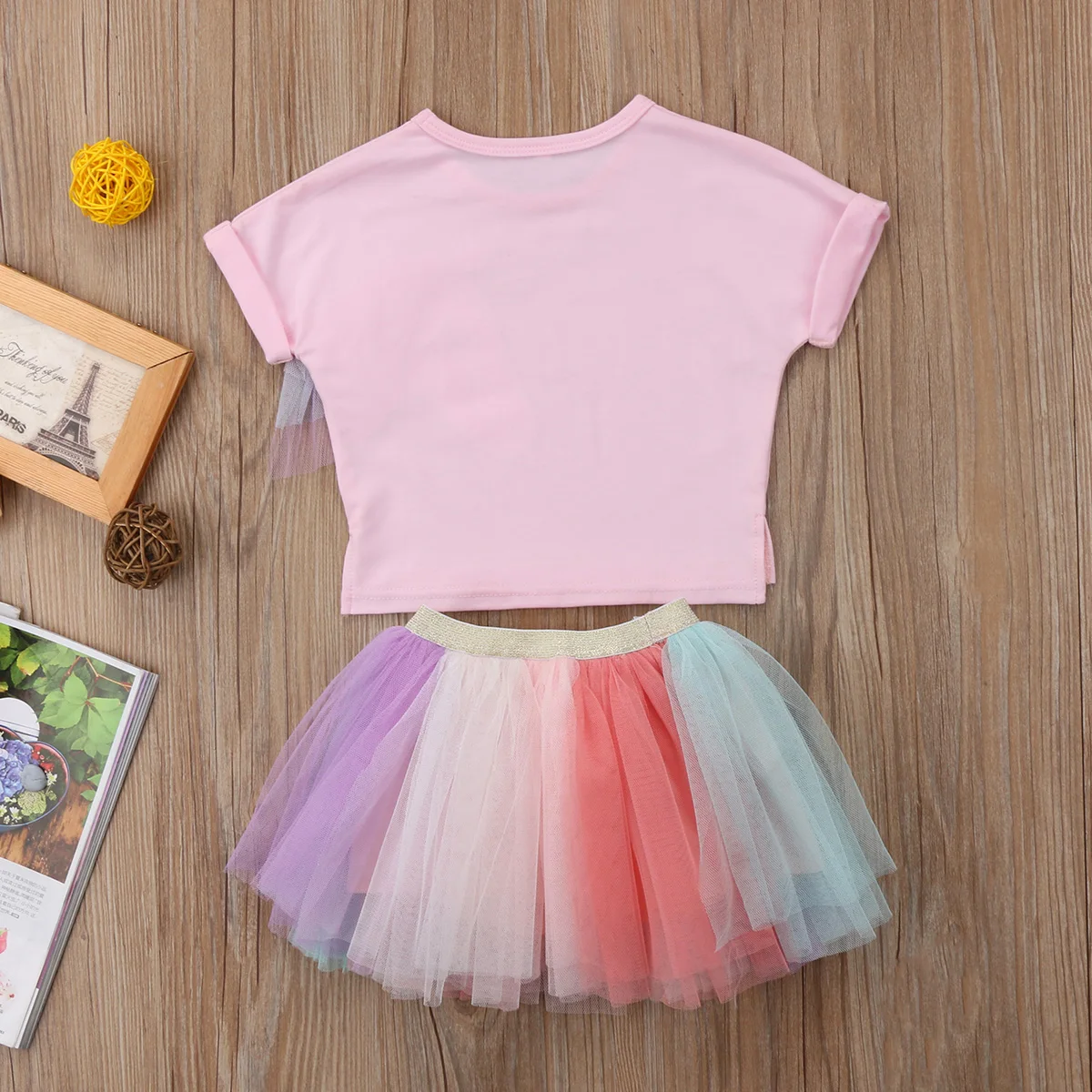 for Baby Toddler Girl Clothing Set Short Sleeve Unicorn Tee Shirt and Colorful Tutu