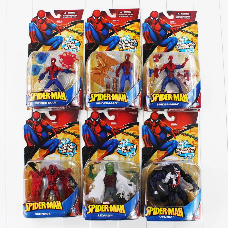

6 Styles Superhero Spiderman Venom Lizard Carnage PVC Action Figure Collectible Model Toy