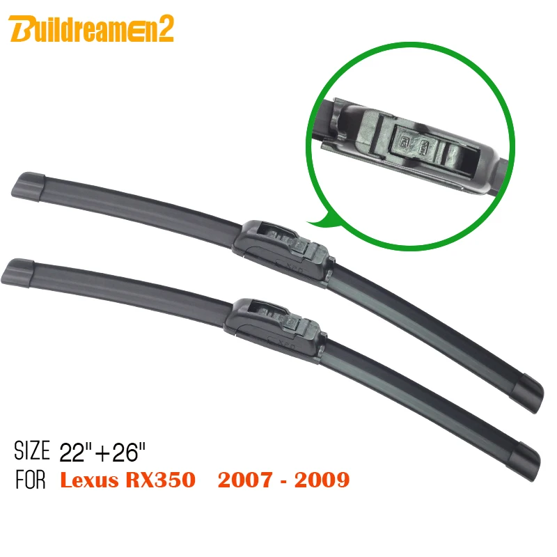 

Buildreamen2 For Lexus RX350 RX 350 2007-2009 Auto Windscreen Bracketless Wiper Blade Car Soft Rubber Windshield Wiper 1 Pair