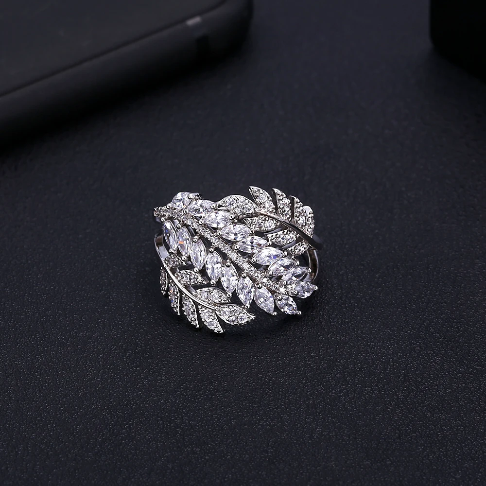Janekelly Европейский tyle серебряный цвет кольца ослепительный Кристалл Циркон модное кольцо на палец женские свадебные украшения