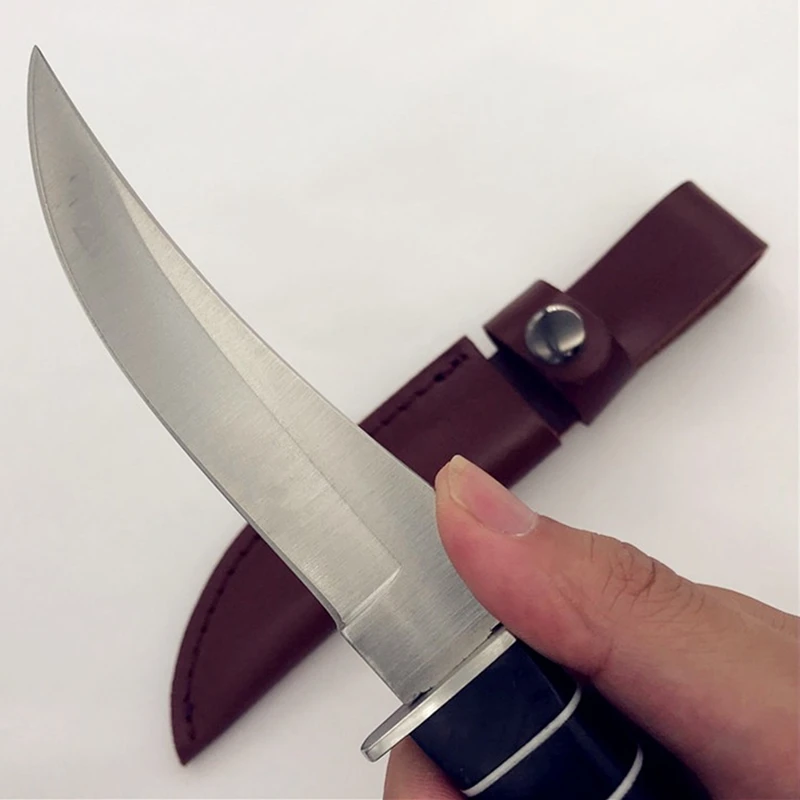 

9" 440c Blade with Real Leather Handle Pocket Knife Camping Knifes Survival Hunting Knife with Real Leather Sheath Knives