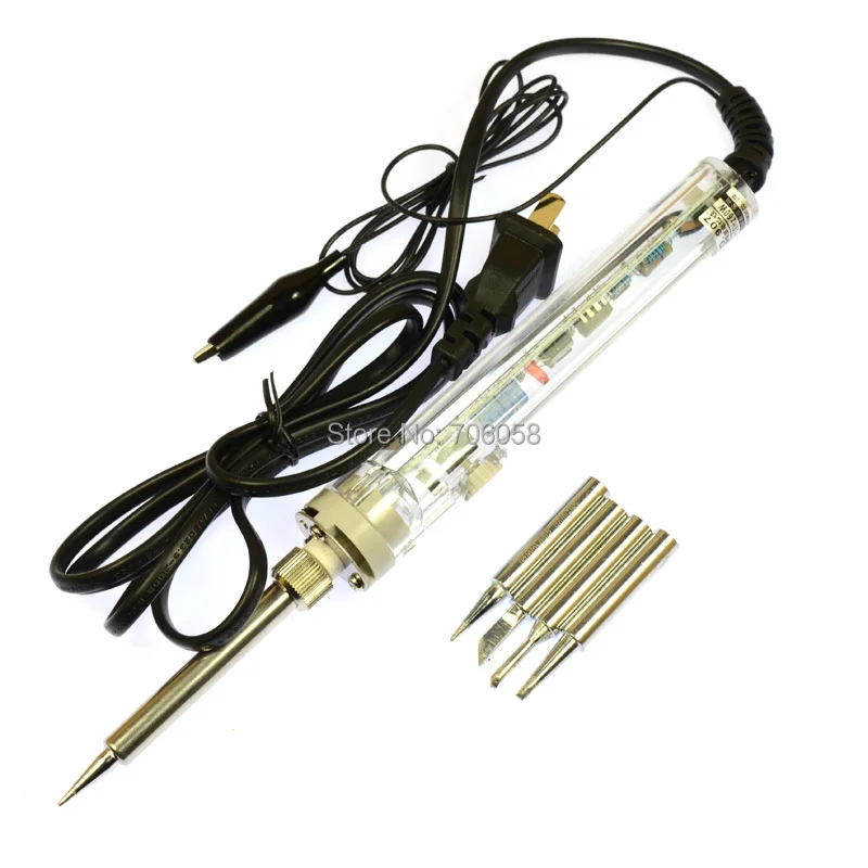 

220V-240V AC 60W 200-450 degree Temperature Adjustable Electric Soldering Iron Station Tool Kit + 4pc Extra Soldering Tips 907