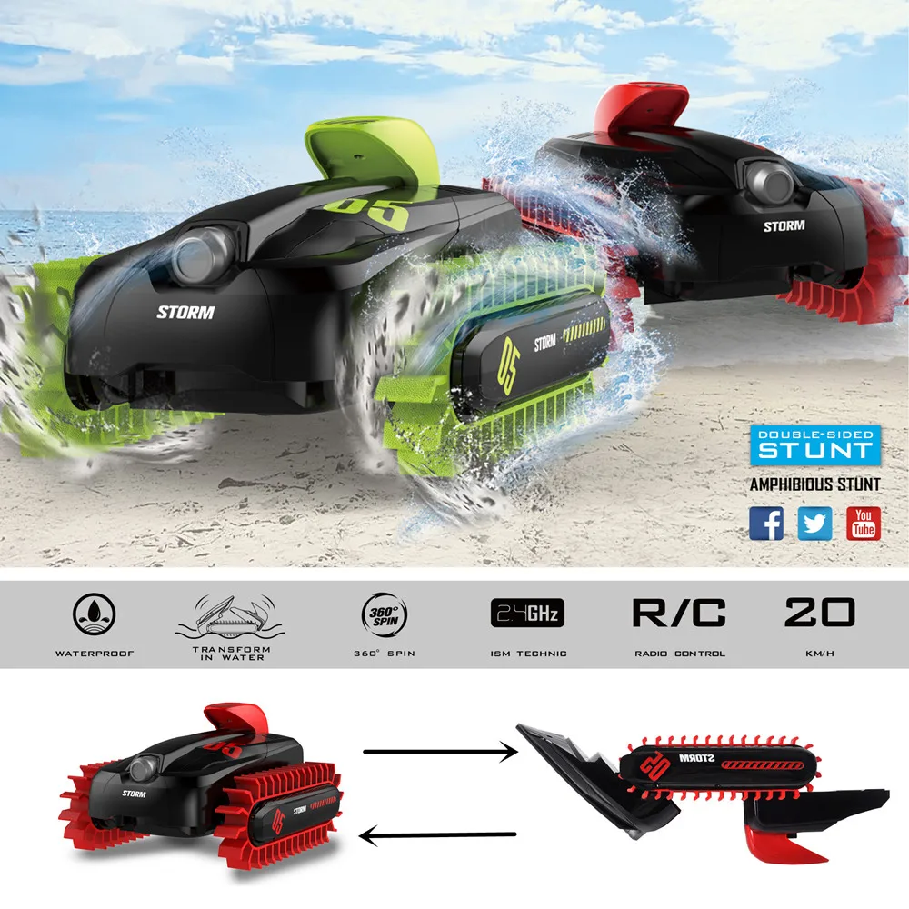 

RC Car 2.4G Stunt Deformation Buggy Car One Key Deformation Land And Water Stunt 360 Degree Flip Rock Crawler Roll Cars Toys