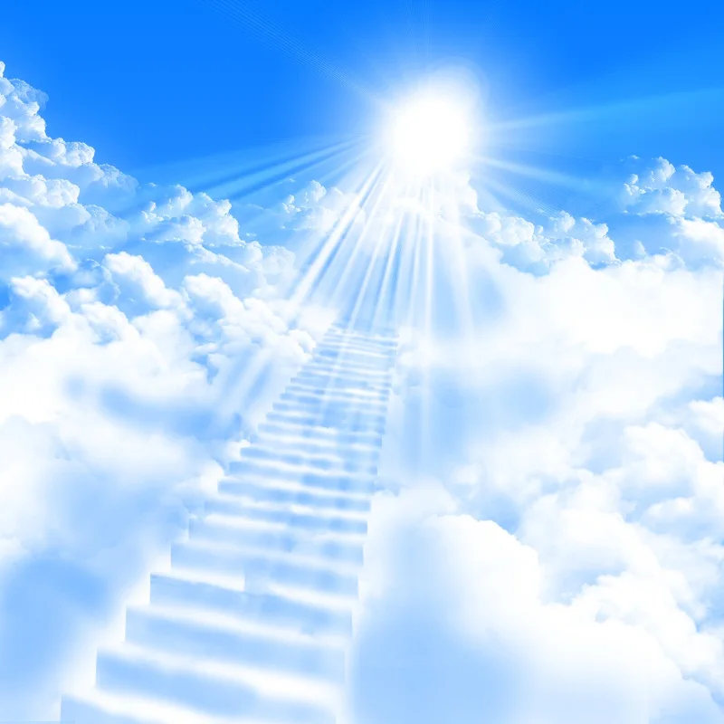 Laeacco Wonder Shining Cloudy Stair To Heaven Blue Sky Scenic Photography Background For Photo Studio Customized Backdrops | Электроника