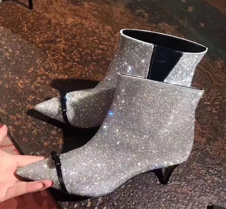 silver rhinestone boots