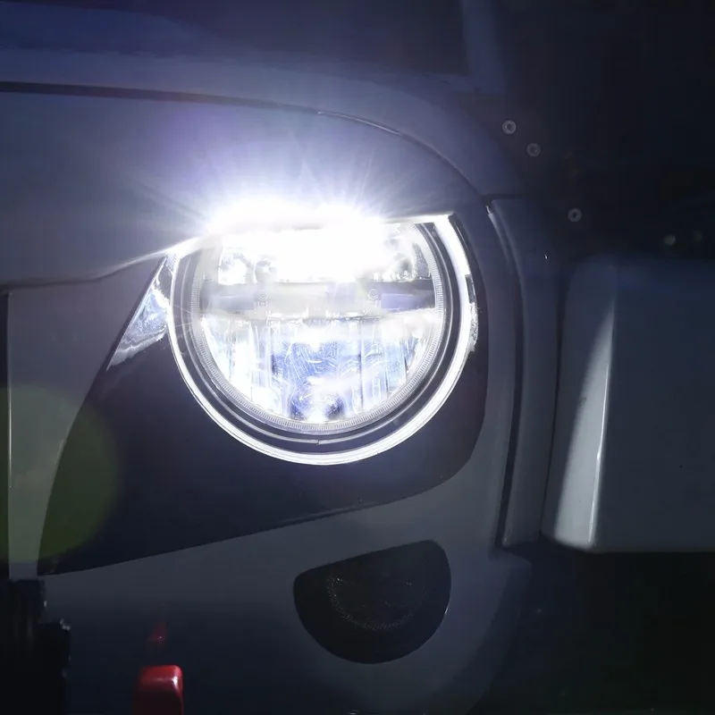 Round DRL LED Headlights  Beam for Jeep Wrangler CJ JK TJ 97-2016 Motorcycle Offroad