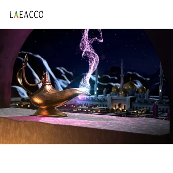 

Laeacco Vinyl Backdrop Lamp Of Aladdin Magic Genie Smoke Party Decor Pattern Photographic Background Photocall Photo Studio