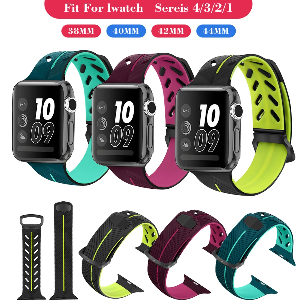 

Silicone Replacement Sport Band For Apple Watch Series 1/2/3/4 42mm 38mm Sport Breathable Bracelet Strap for iWatch 4 40mm 44mm