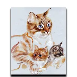 Diy Алмазная вышивка крестиком картина животные 5d квадрат \ Алмазная Круглая Мозаика кошка вышитая полная бриллианты три котёнка