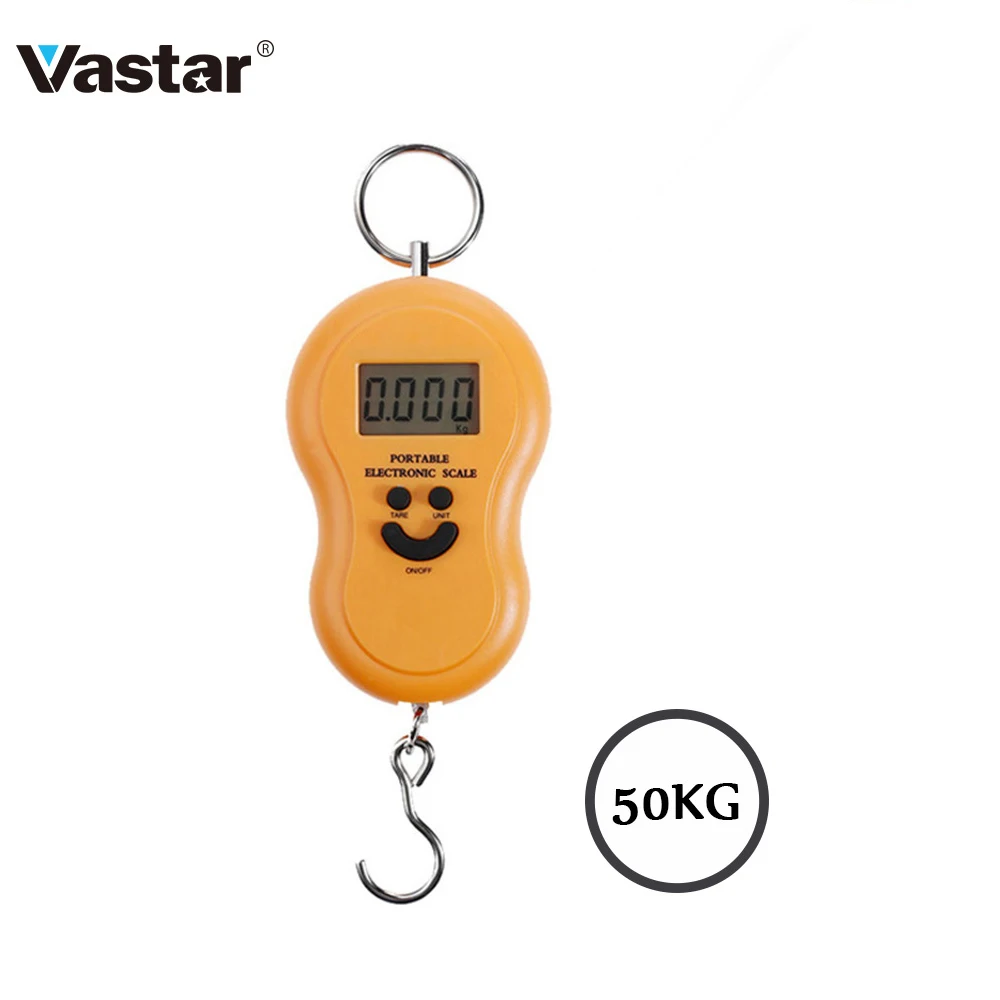 Vastar 50 кг/10 г Мини цифровые весы для рыбалки багаж путешествия Взвешивание Steelyard подвесные электронные весы с крючком кг LBS OZ