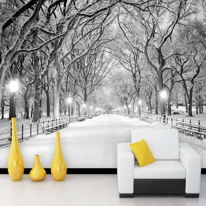 Черный и белый Снежный пейзаж фотообои 3D стерео гостиная спальня фон настенный домашний декор Papel де Parede 3D
