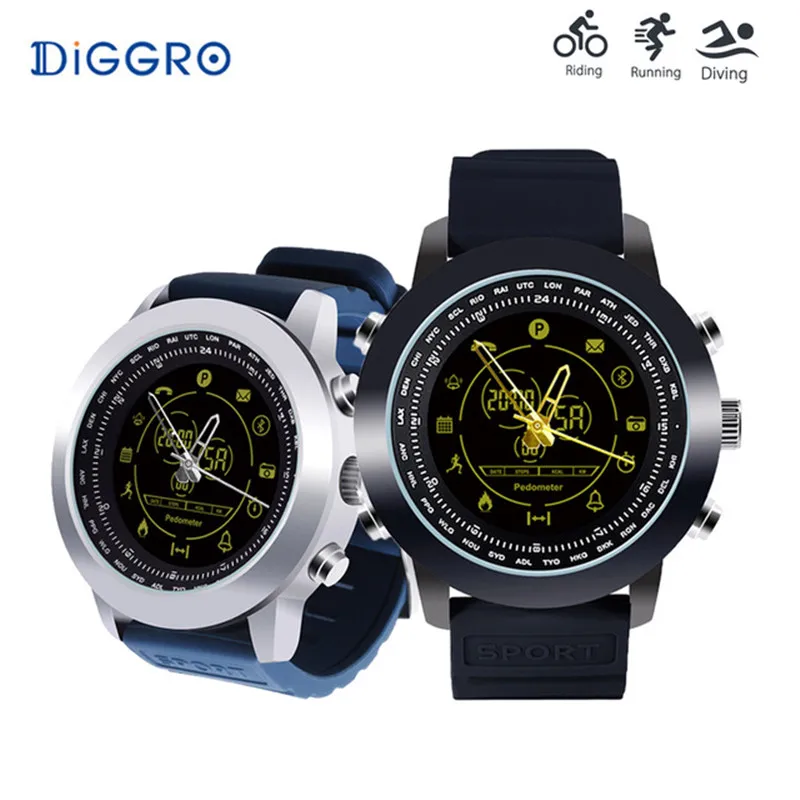 Diggro DI04 плюс Smart Watch IP68 Водонепроницаемый 5ATM светящийся циферблат шагомер сообщение напоминание smartWatch для IOS и Android