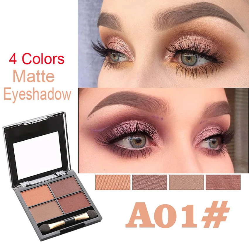 4 Colors Eye Shadow Palette Makeup Natural Shimmer Matte DIY