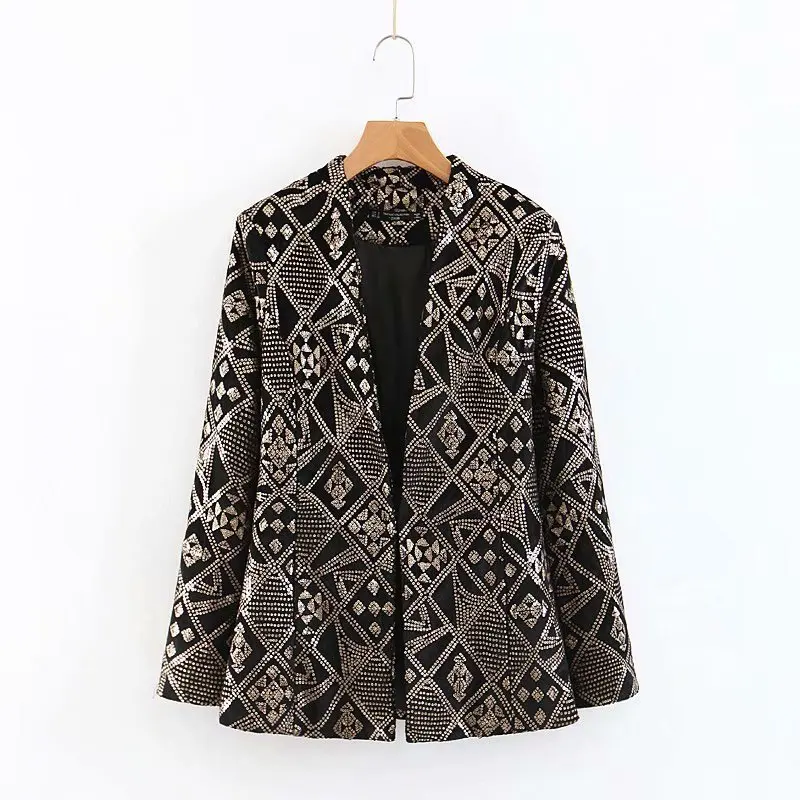 

Hot sale The European and American fashion week 8-95-95 bead piece embroidered velvet suit jacket