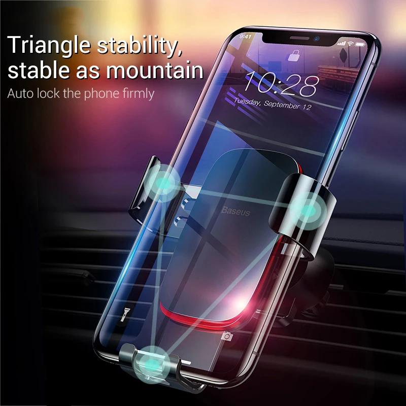 

Baseus Universal Car Phone Holder Metal Gravity Mobile Phone Holder For iPhone X XS Max Samsung Huawei Car Air Vent Mount