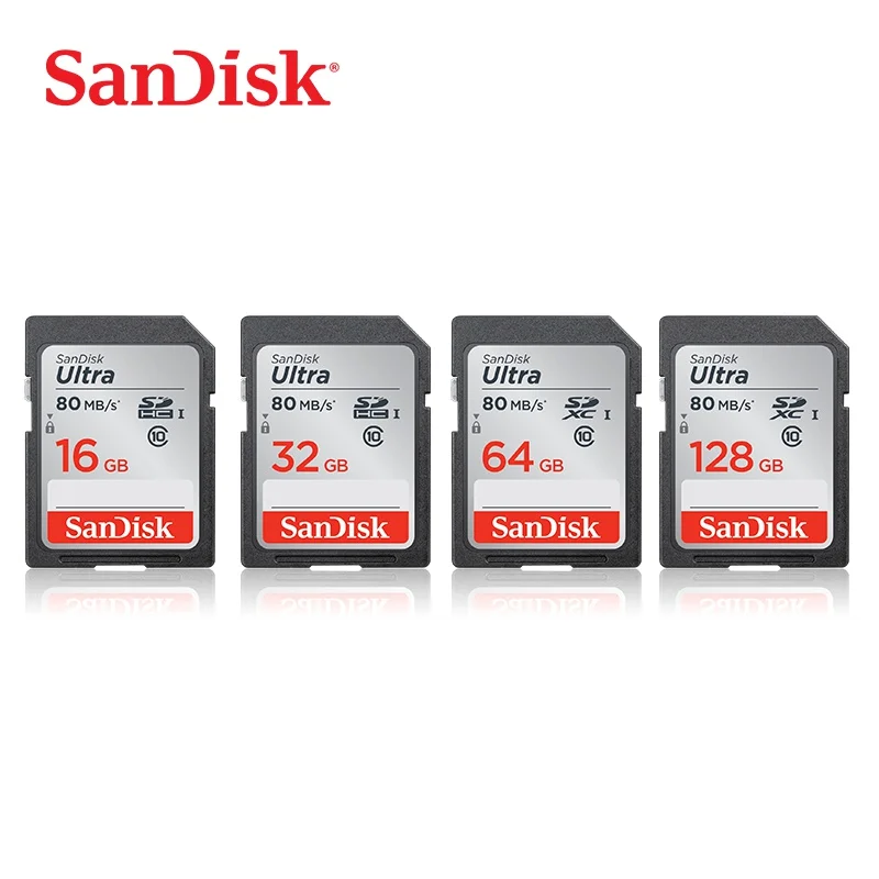 SanDisk Ultra карты памяти SDHC/SDXC SD карты Class10 16 GB 32 ГБ, 64 ГБ и 128 Гб карты C10 UHS-I 80 МБ/с. флэш-карты для Full HD Камера