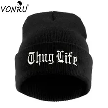 THUG LIFE черная шапочка с буквенным принтом унисекс модные хип-хоп мужские шапки вязаные шапки для женщин Skullies Gorros Bonnets
