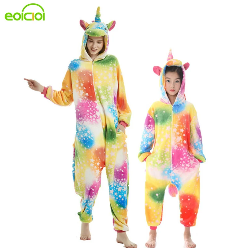 

24 NEW Family Matching Pyjamas Mother Kids Cartoon Pegasus Unicorn Stitch Pajamas Onesies Cute Hooded Matching Family Outfits