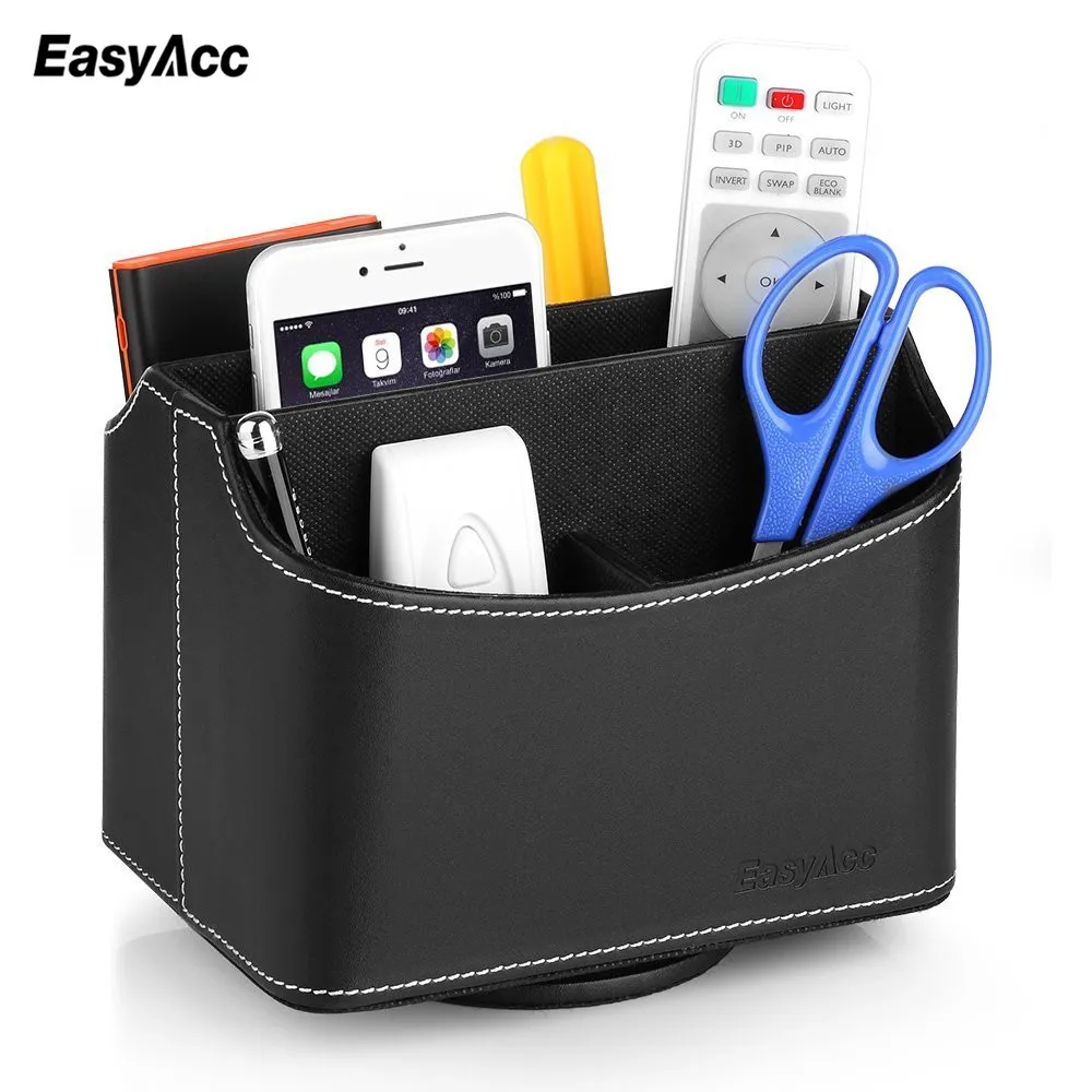 

EasyAcc Remote Controller Holder Storage Container Rack Coffee Table 5 Compartments for TV Remote Phone iPad Book- PU Leather