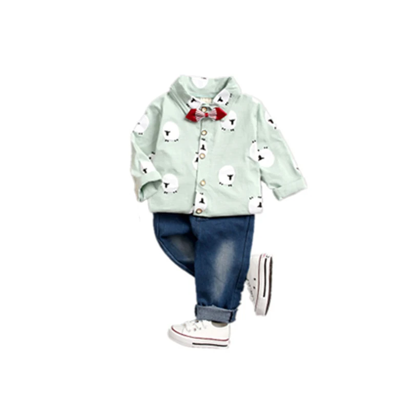 

Children's long-sleeved shirt boy's autumn Korean version of pure cotton new children's jeans set