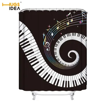 

HUGSIDEA Piano Shower Curtain Waterproof Polyester Fabric Bath Curtain For The Bathroom With 12 pcs Plastic Hooks Custom curtain