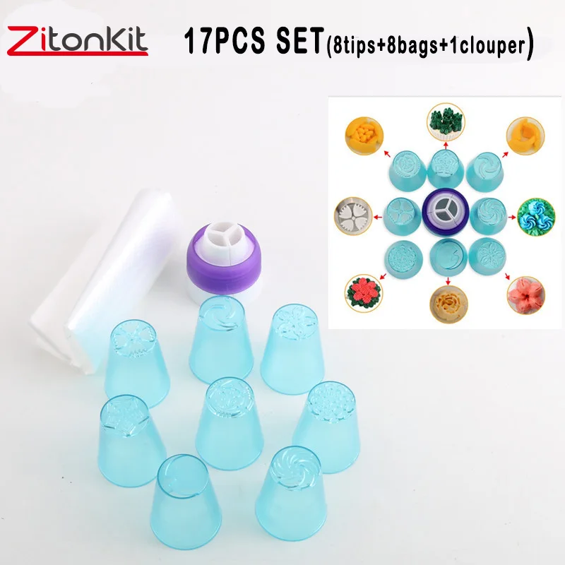 

17pcs Piping Nozzles Russian Tulip Flower Icing Tips Cake Decoration Tools Fondant Baking Bag Clouper Cupcake Paper Lace Pastry