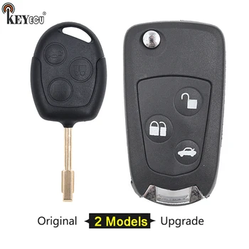 

KEYECU for Ford Fiesta Cougar Focus KA Mondeo Original/Modified Flip Remote Car Key Shell Case Fob 3 Button FO21 Blade