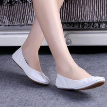Hot Fashion Women’s Ballerina Shoes Comfortable Genuine Leather Bridal Shoes Ballet Flats Foldable Flats Pregnant Shoes