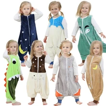 Весенние пижамы для маленьких мальчиков и девочек детская фланелевая одежда для сна с рисунком животных спальный мешок без рукавов
