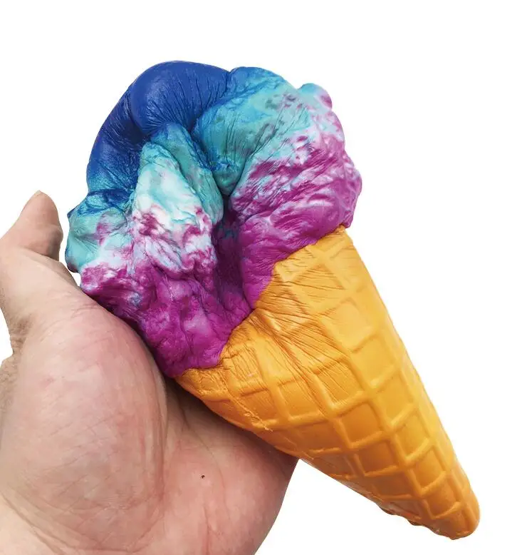 Красочные мягкие и милые ложка для мороженого медленно поднимающийся Jumbo Еда Squishies Крем Для Снятия Стресса Squeeze игрушка в подарок для детей - Цвет: 19cm