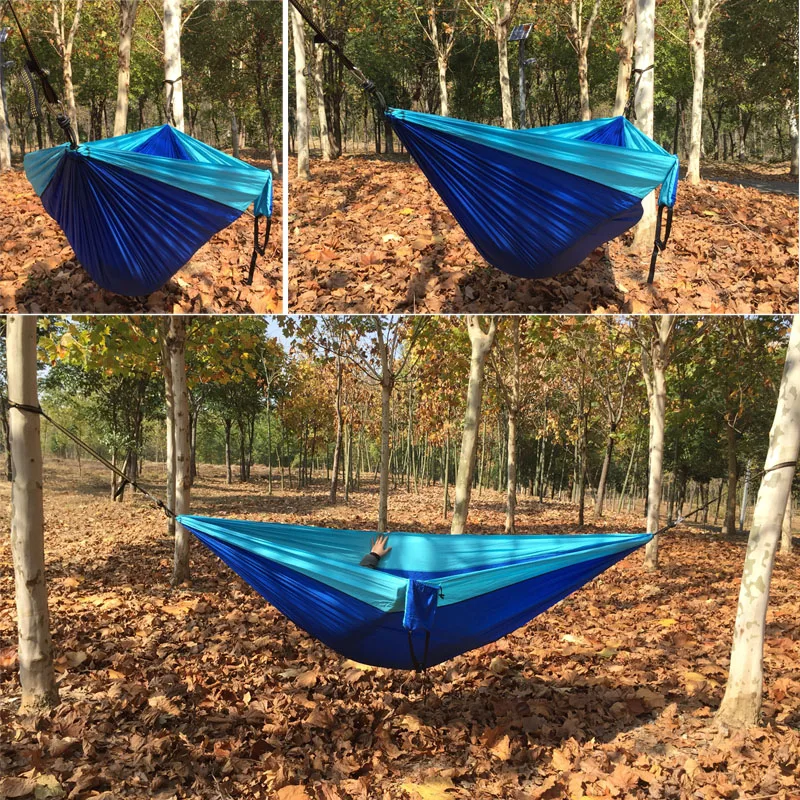 2-3 Person Solid Color Parachute Hammock Camping Survival garden swing Leisure travel Portable Hammock for outdoor furniture