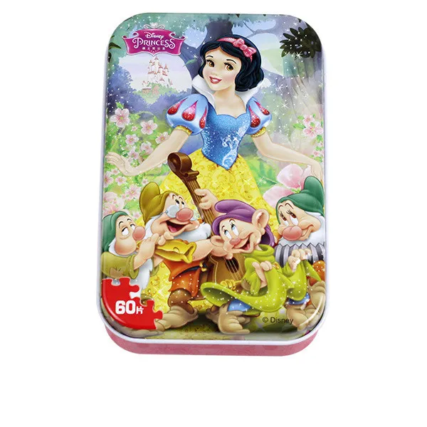 Disney Iron Box Puzzle Wooden Toys Early Learning 60 Pieces Mickey Ice Snow Princess Sophia Racing Puzzle - Цвет: 11