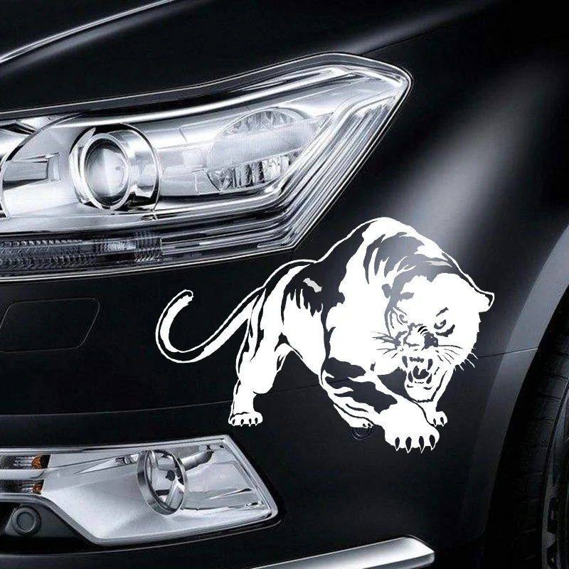 19.5*13.6CM Fiery Wild Panther Hunting Car Body Decal Car Stickers Motorcycle Decorations Black/White