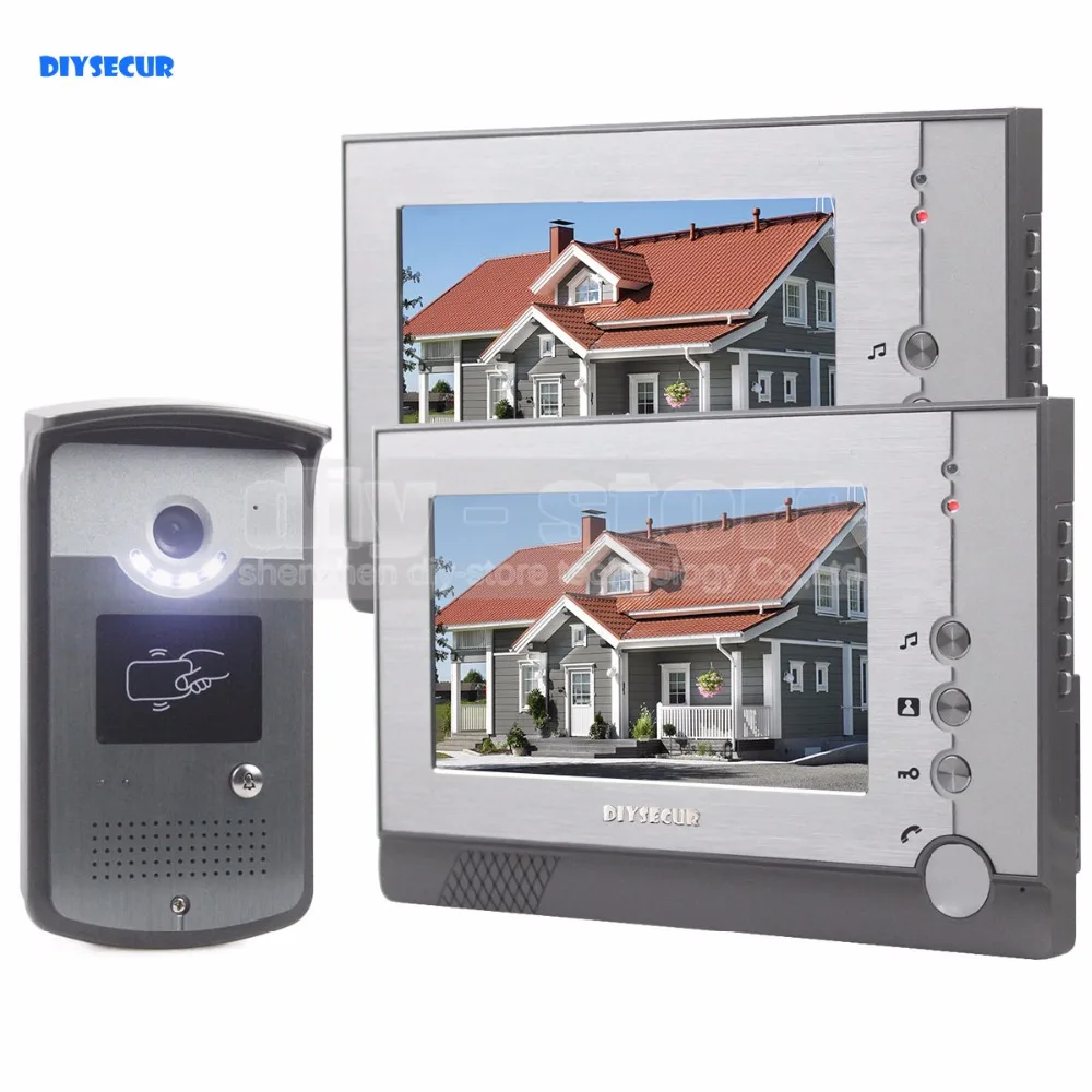 

DIYSECUR Handfree Color LCD Display Video Door Phone Enter Intercom Doorbell Card Key Reader RFID LED Night Vision Camera