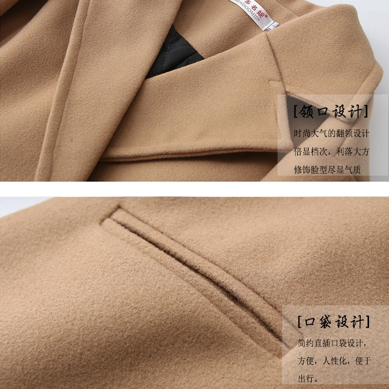 New Thin Wool Blend Coat Women Long Sleeve Turn-down Collar Outwear Jacket Casual Autumn Winter Elegant Overcoat cappotto donna