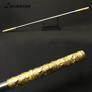 Stainless Steel Monkey King Staff Carving Dragon Golden Cudgel Sun WuKong Weapon in Journey to the West