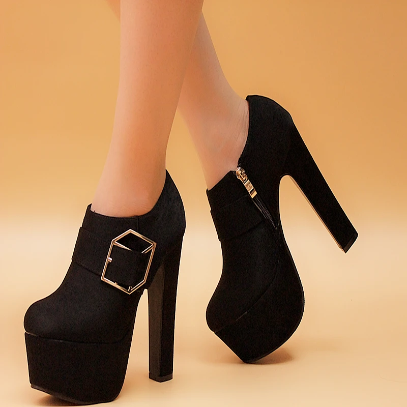 

Autumn European style rough with women's boots High with waterproof shoes Short boots Single boots Round Fashion Boots