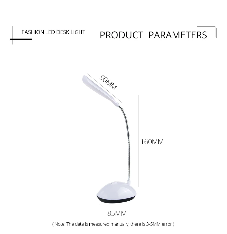 Mini Flexible LED Night Lights Table Lamp Reading Book Eye Protection Flexible Push Switch Bendable Battery Powered (2)