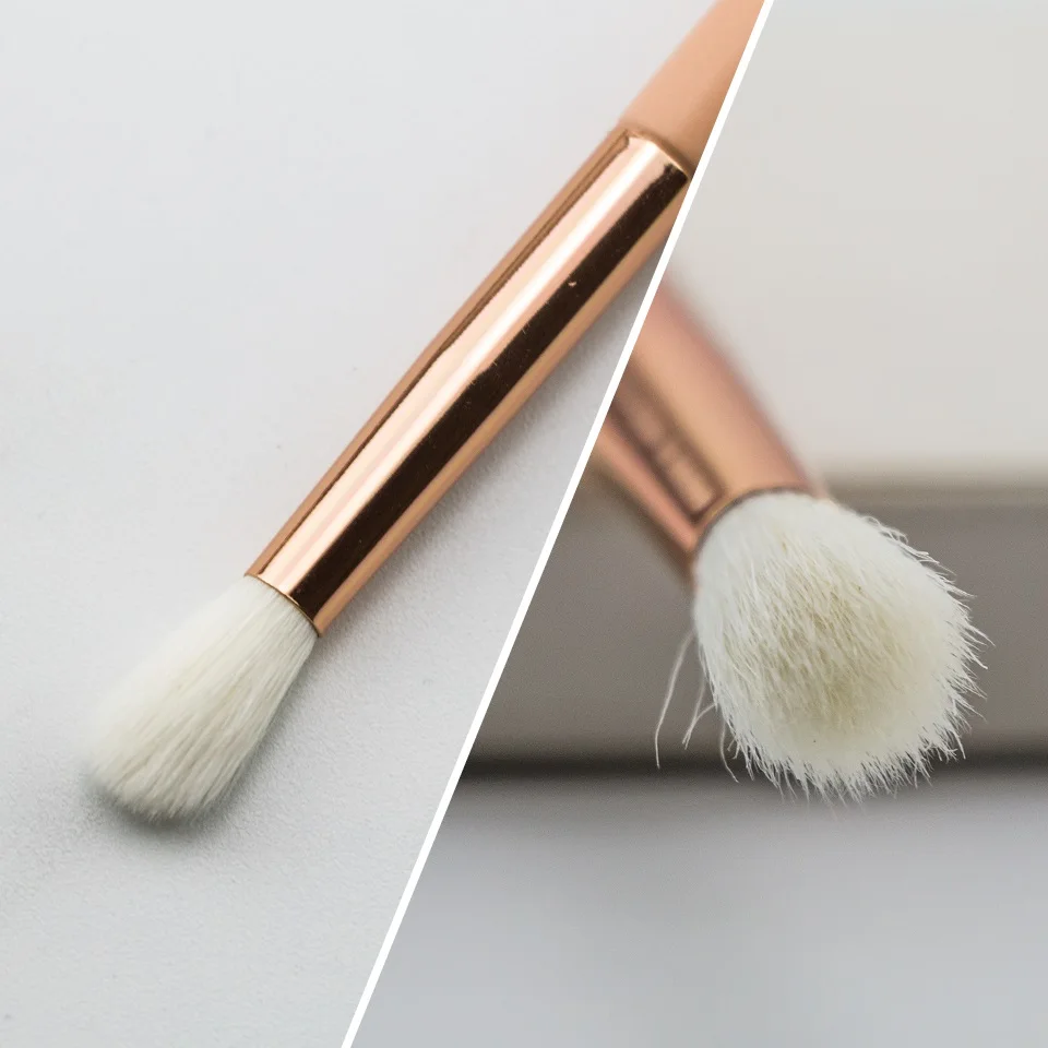 Sombra de Olho Beili Rosa Cabra Cabelo Sintético Preciso Delineador Contorno Maquiagem Escova Conjunto 7 Pçs 4 Aplicador de sombra