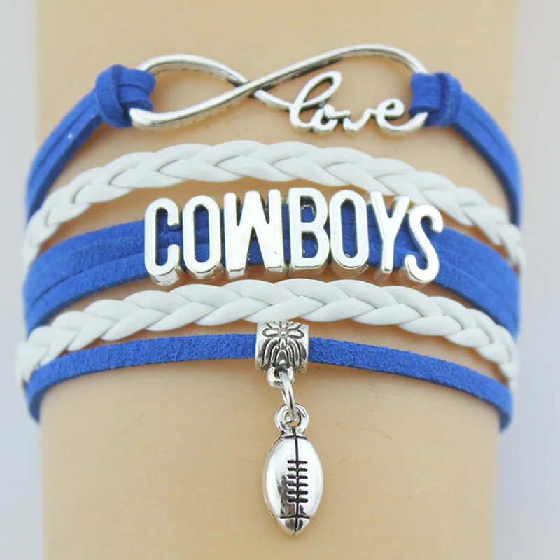 Drop shipping Infinity Love Cowboys Football Player Bracelet Bangles