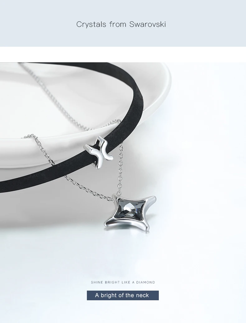 Ожерелье Warme Farben с кристаллами Swarovski, Женская Черная веревка, Двойная Цепочка, хрустальный крест, подвеска, ключица, колье, ожерелье, воротник