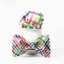 Новинка, летний мужской галстук-бабочка, цветной чек, принт, для жениха, для жениха, для свадьбы, с бантом, молодежное платье на выпускной, подарок