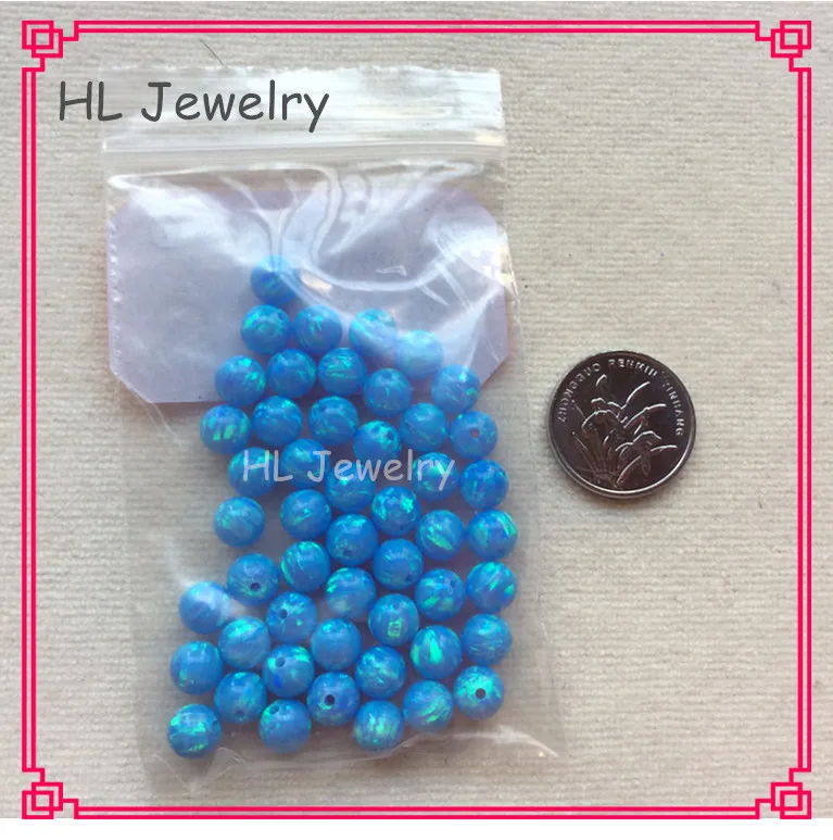100PCS/Lot 6mm Lab Created Opal Beads Op06 Azure Blue Syntethic Loose