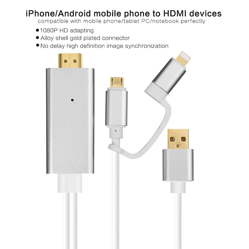 HDMI кабель для iPhone Все микро-usb для устройств на аndroid к адаптер HDMI HDTV USB кабель для iPhone 6 6 S 7 8 Plus X XS Max XR XS iPad для samsung